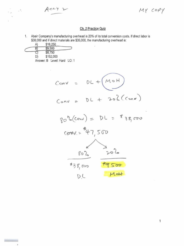 Manufacturing Cost Practice Quiz | PDF | Inventory | Industries