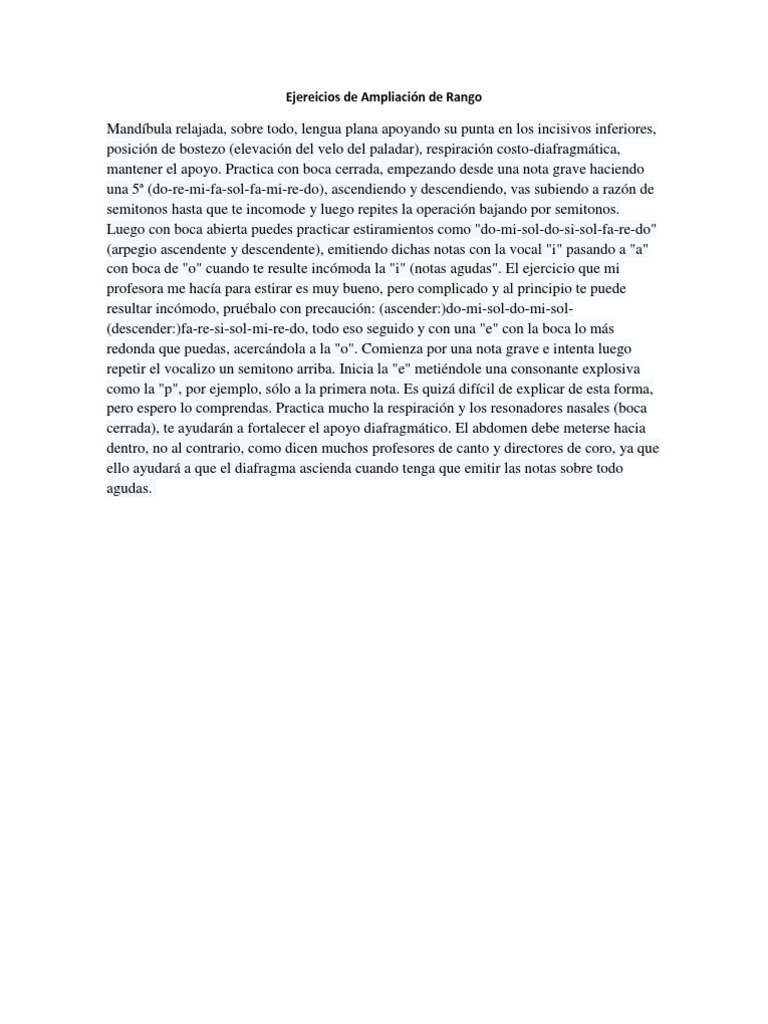 Ejercicios para Ampliar el Rango Vocal | PDF | Vocal | Piano