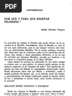 Adolfo Sánchez Vázquez - Por qué y para qué enseñar filosofía.