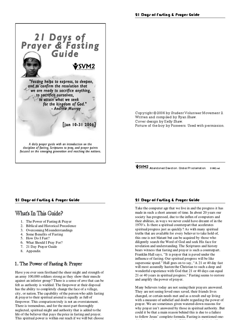 21 Days Of Prayer And Fasting Guide Pdf Fasting Prayer
