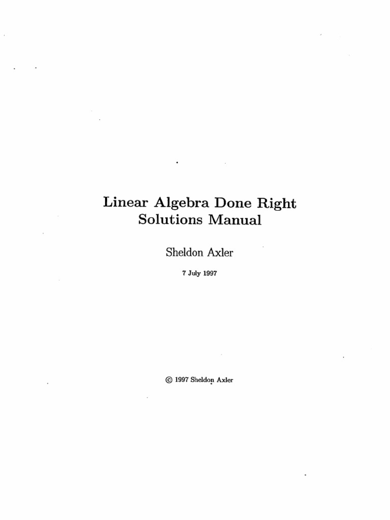 Linear Algebra Done Right Solutions Manual | PDF | Equations | Geometry