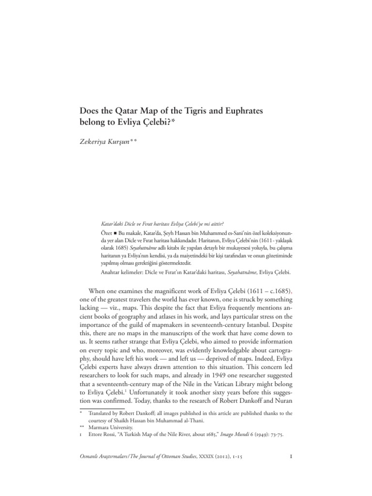 Evliya Çelebi's Tigris-Euphrates Map | PDF | Tigris | Map