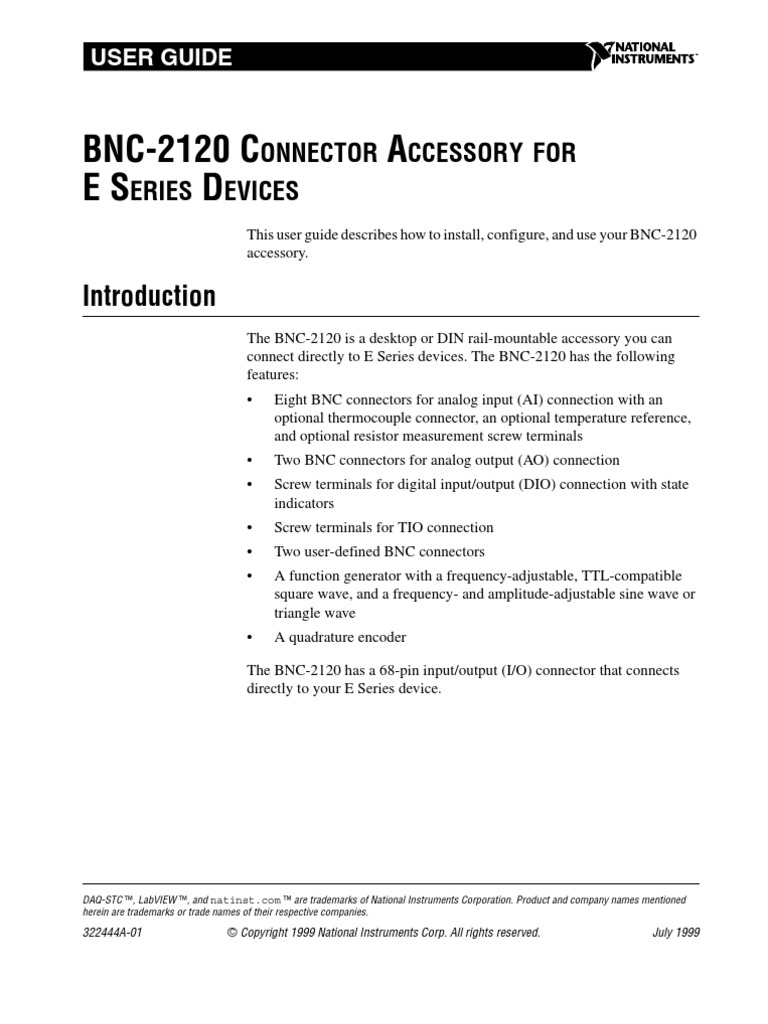 BNC 2120 PDF Thermocouple Electrical Connector