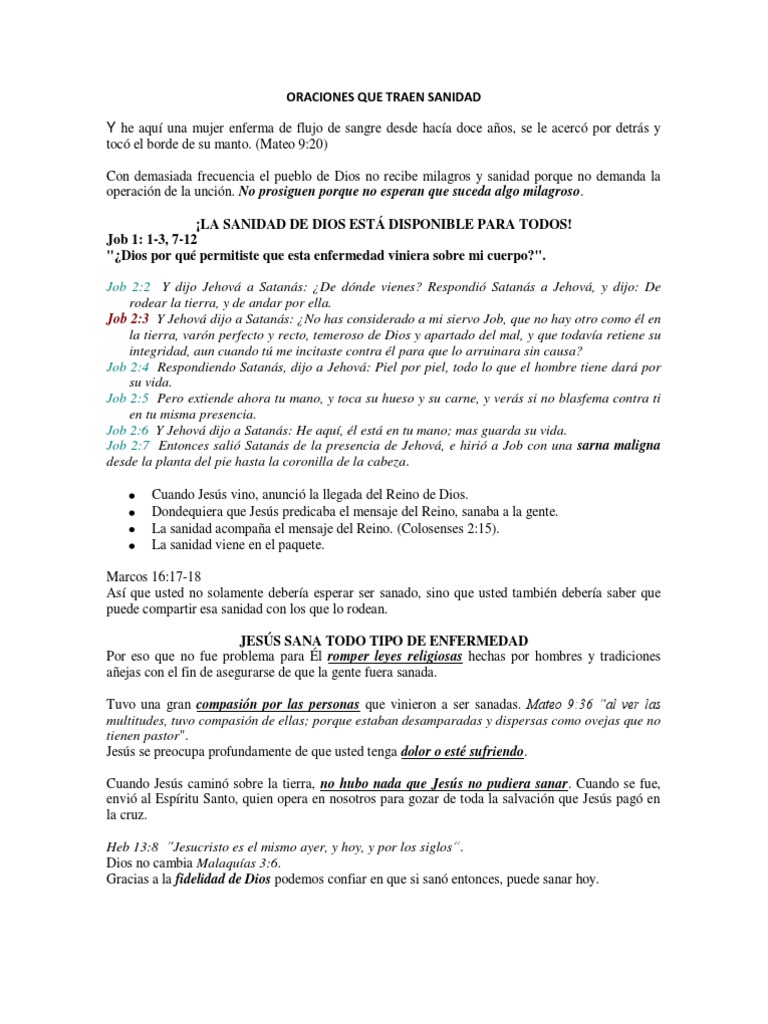 Oraciones para la Sanidad y Milagros | PDF