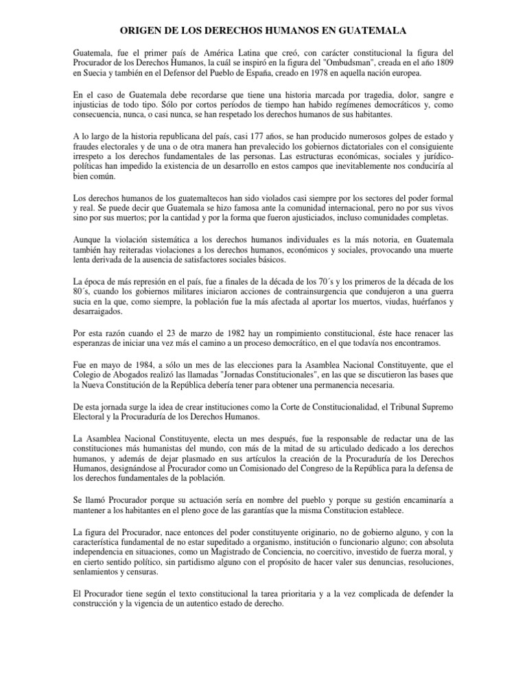 Origen de los Derechos Humanos en Guatemala | PDF | Política | Ciencias ...