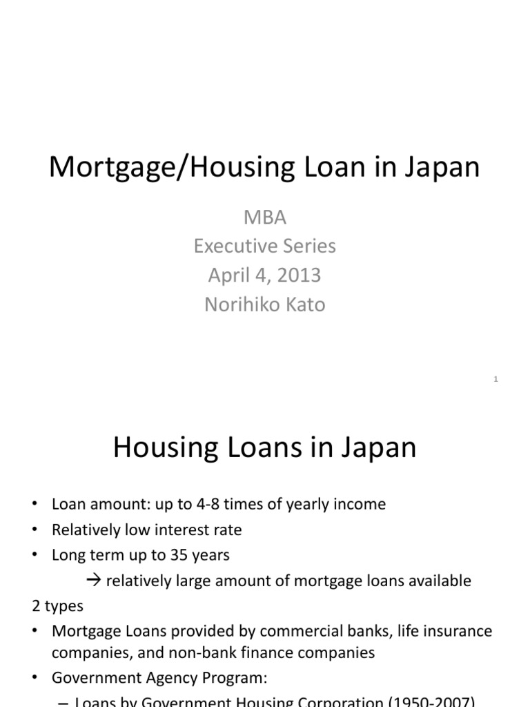 Mortgage Loans in Japan PDF Mortgage Loan Refinancing