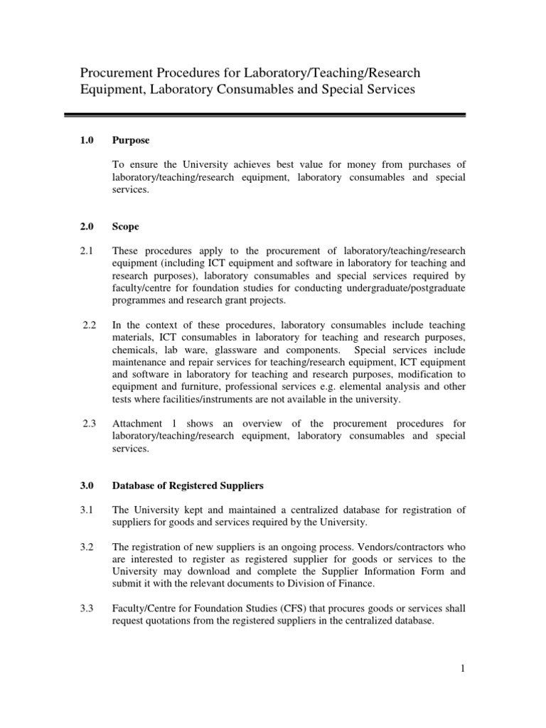 Laboratory Equipment Procurement Guide | PDF | Procurement | Laboratories