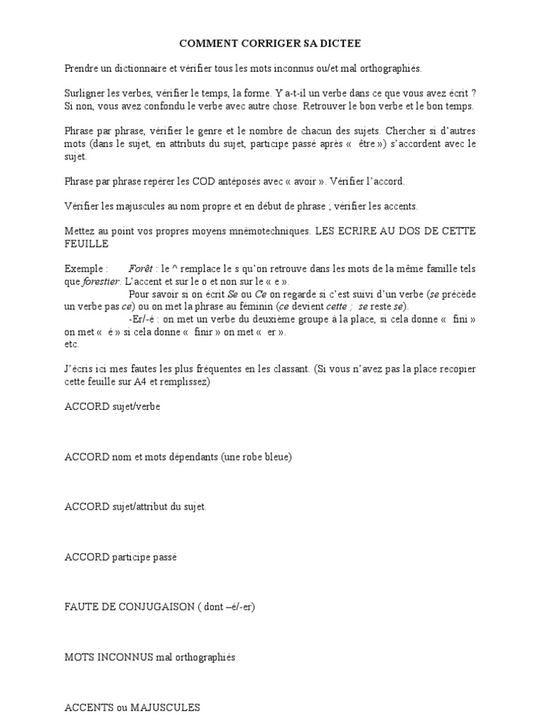 Dictée Accord Participe Passé 4ème Pdf Profs 5e Corrigersadictee | PDF