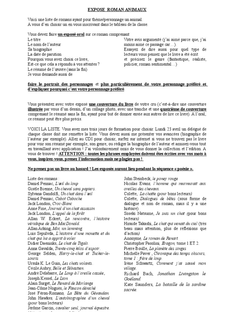Résumé Renard De Morlange Chapitre Par Chapitre Profs 5e Romansthemeanimaux | PDF | Romans | Livres