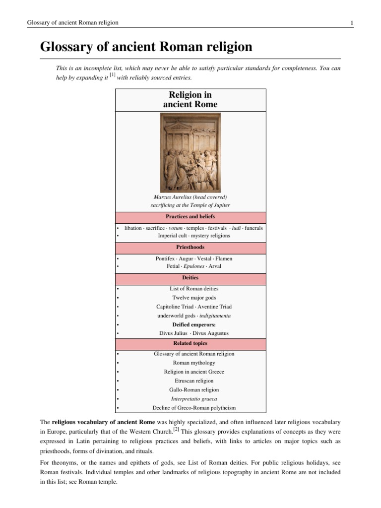 About: Glossary Of Ancient Roman Religion – VOCOW
