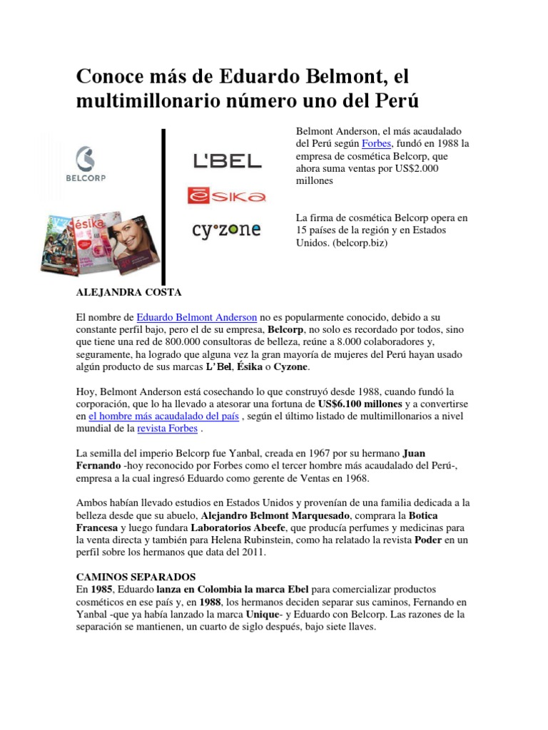 Conoce Más de Eduardo Belmont | PDF | Los Estados Unidos | Perú