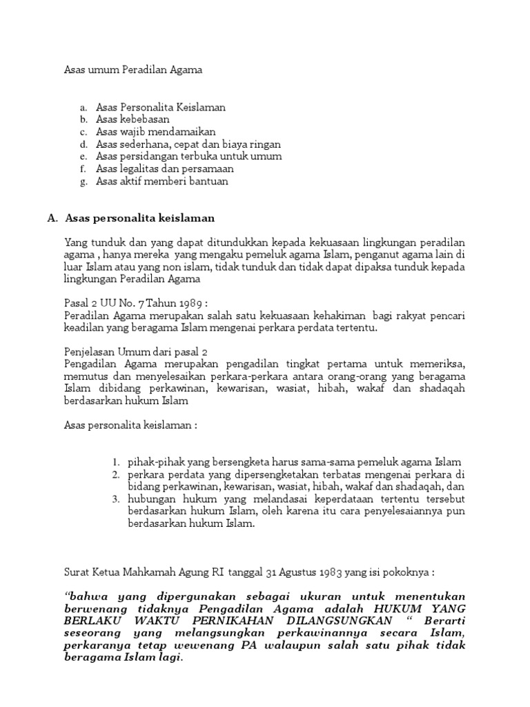 Asas Umum Peradilan Agama