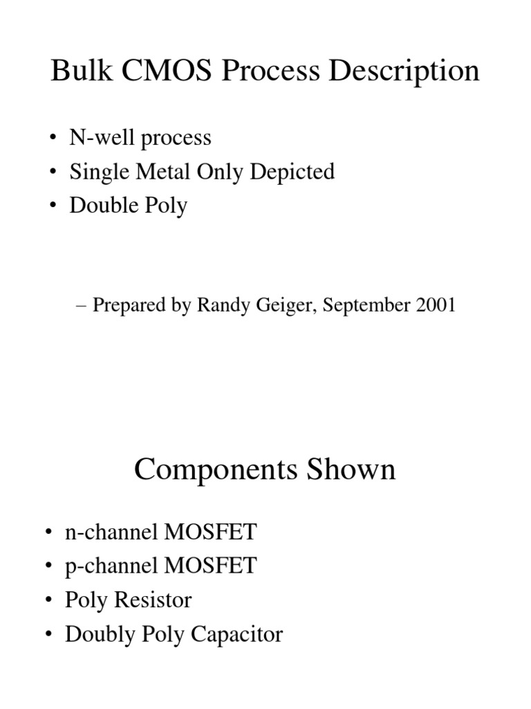 CMOS Process for Engineers | PDF | Science & Mathematics