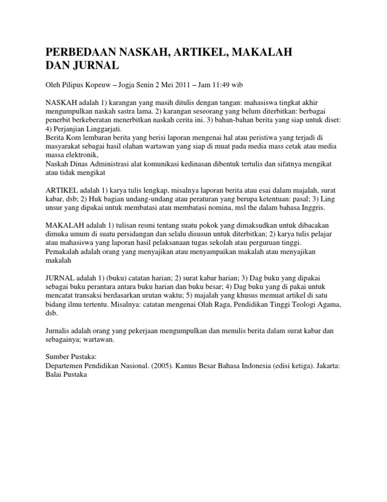 Perbedaan Jurnal Makalah