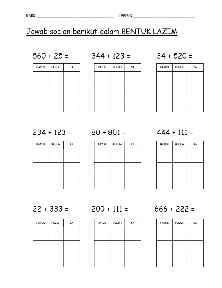 Latihan Matematik Tahun 2