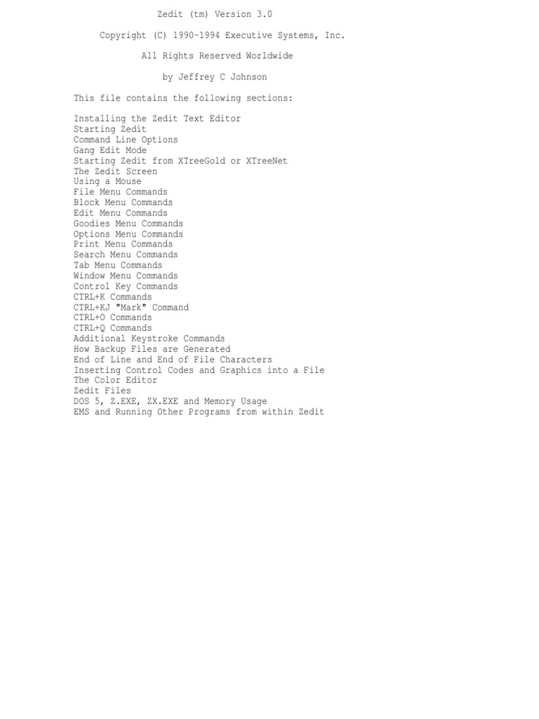 ZEDIT | PDF | Command Line Interface | Dos