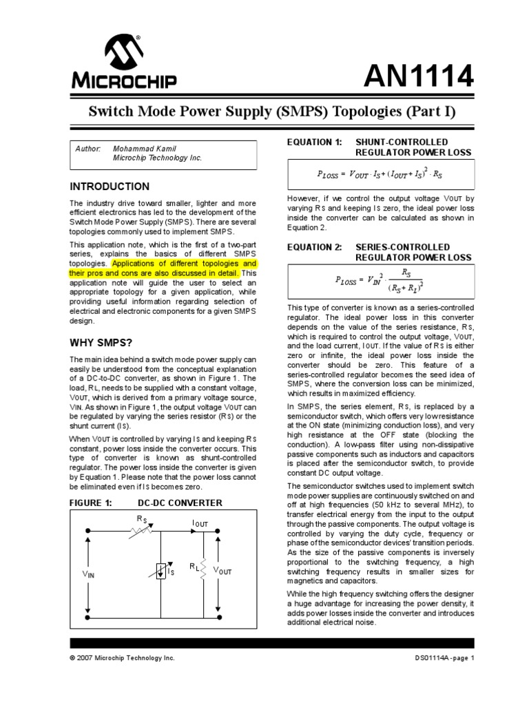 Switch Mode Power Supply (SMPS) Topologies (Part I) Microchip PDF