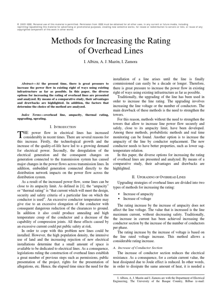 Methodology For Increase The Rating of Overhead Lines | PDF | Visual ...