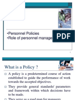 Personnel Policies - Role of Personnel Manager