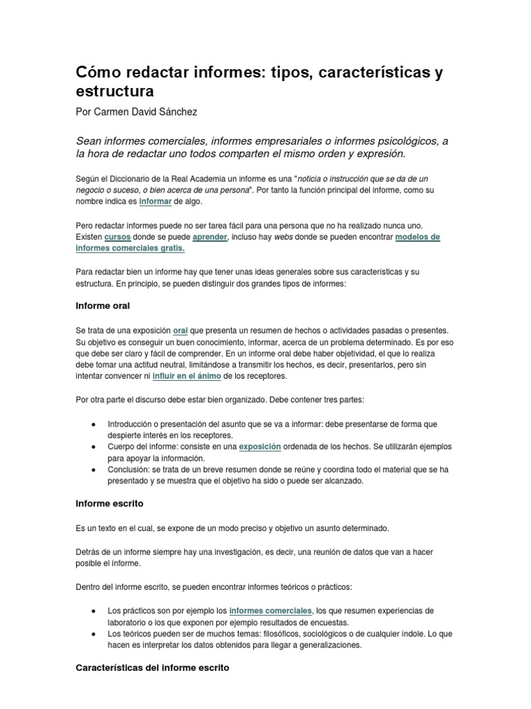 Guía para redactar informes efectivos | PDF | Información | Teoría