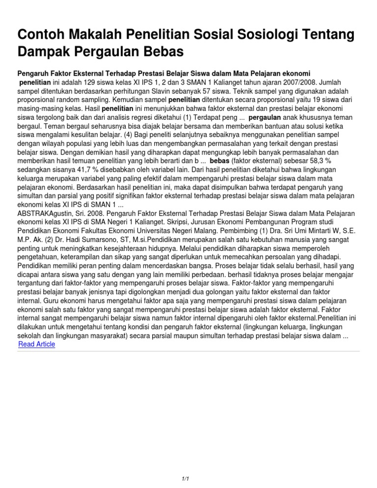 Contoh Makalah Sosiologi