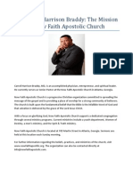 Dr. Carroll Harrison Braddy: The Mission of Now Faith Apostolic Church