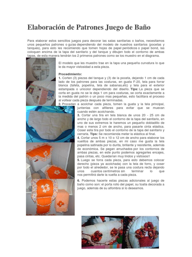 Elaboración de Patrones Juego de Baño | PDF | Papel | Agitación, image size:768x1024