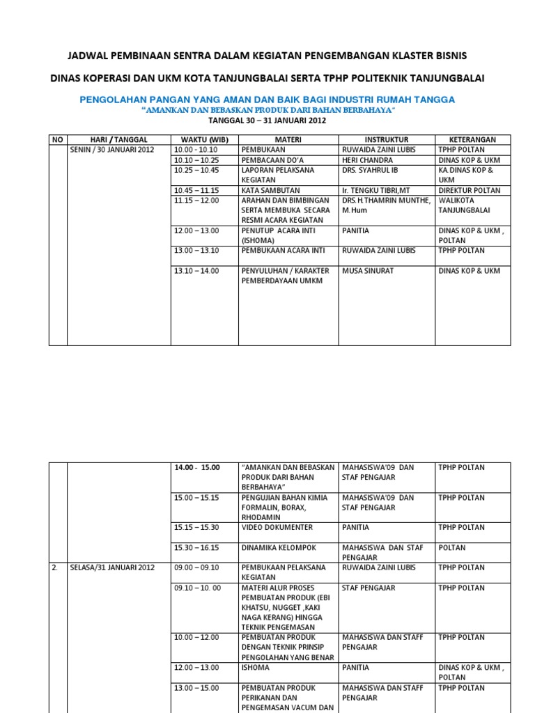 SUSUNAN ACARA PENYULUHAN