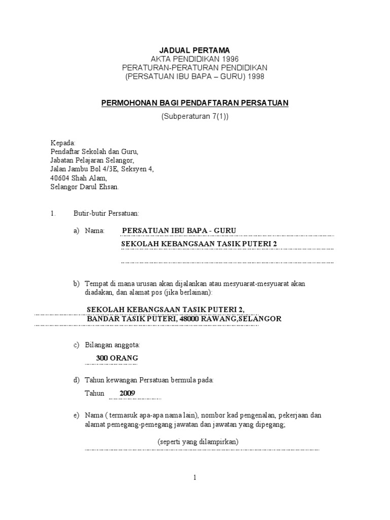 Contoh Perlembagaan Pibg Pdf