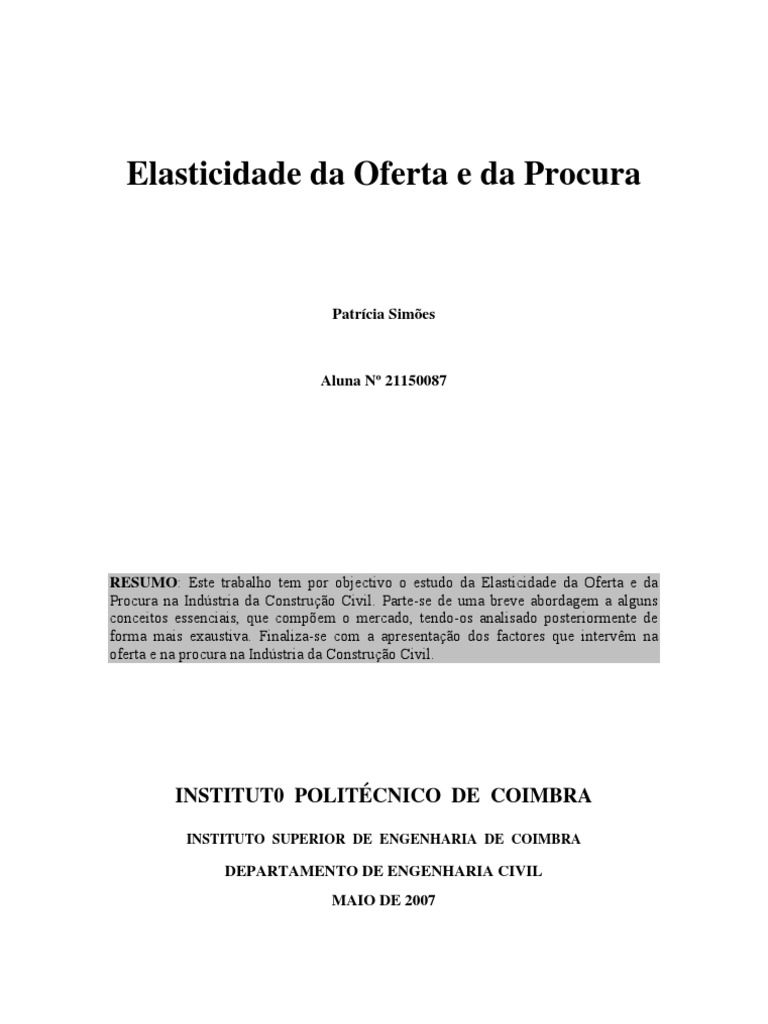 Elasticidade da Oferta e Procura na Construção | PDF | Demanda | Oferta ...