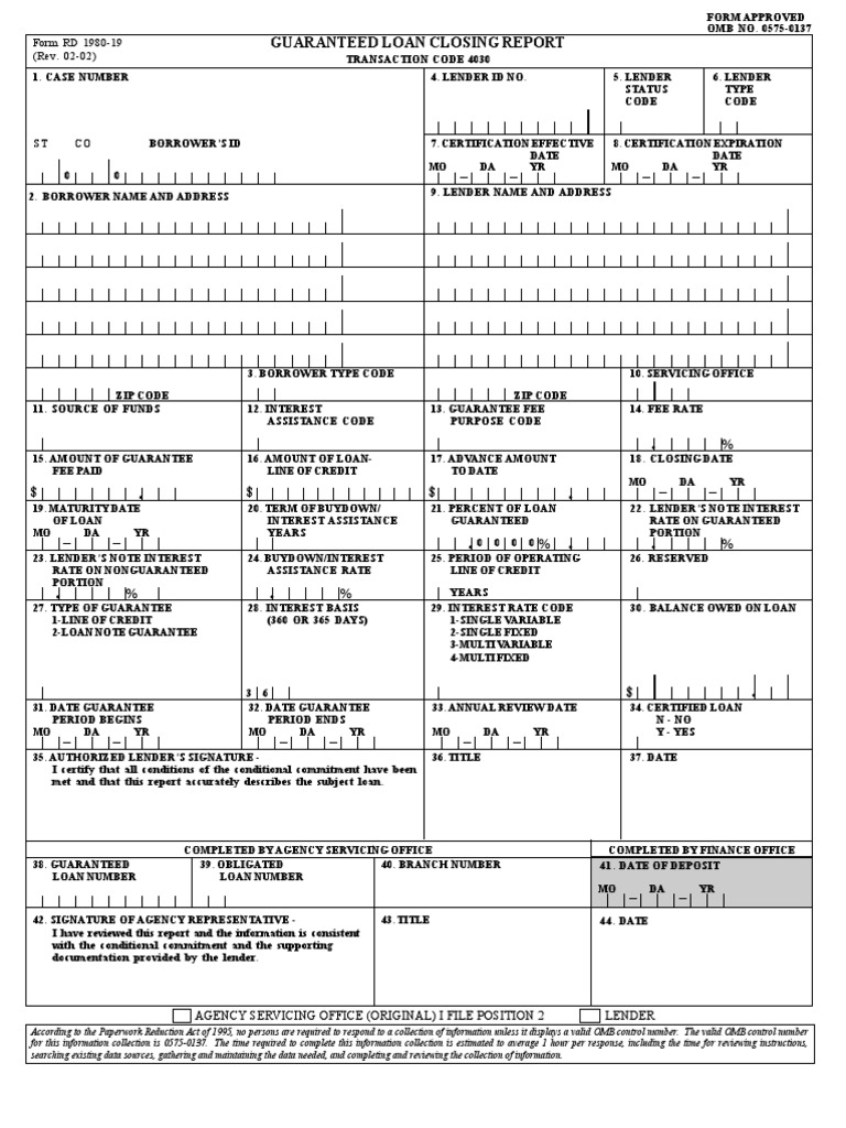 1980-19 Guaranteed Loan Closing Report | PDF | Loans | Interest