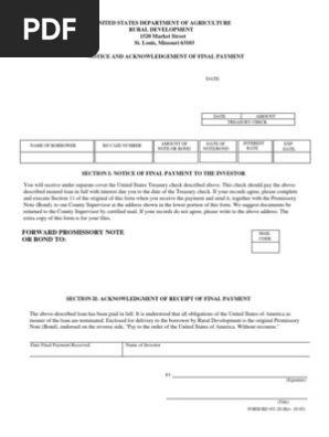 Acknowledgment of Receipt of Final Payment