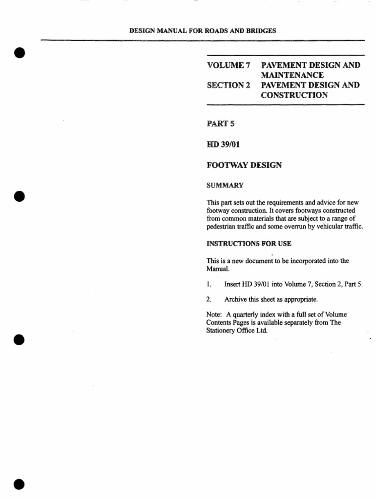 Design Manuals for Roads and Bridges 3901