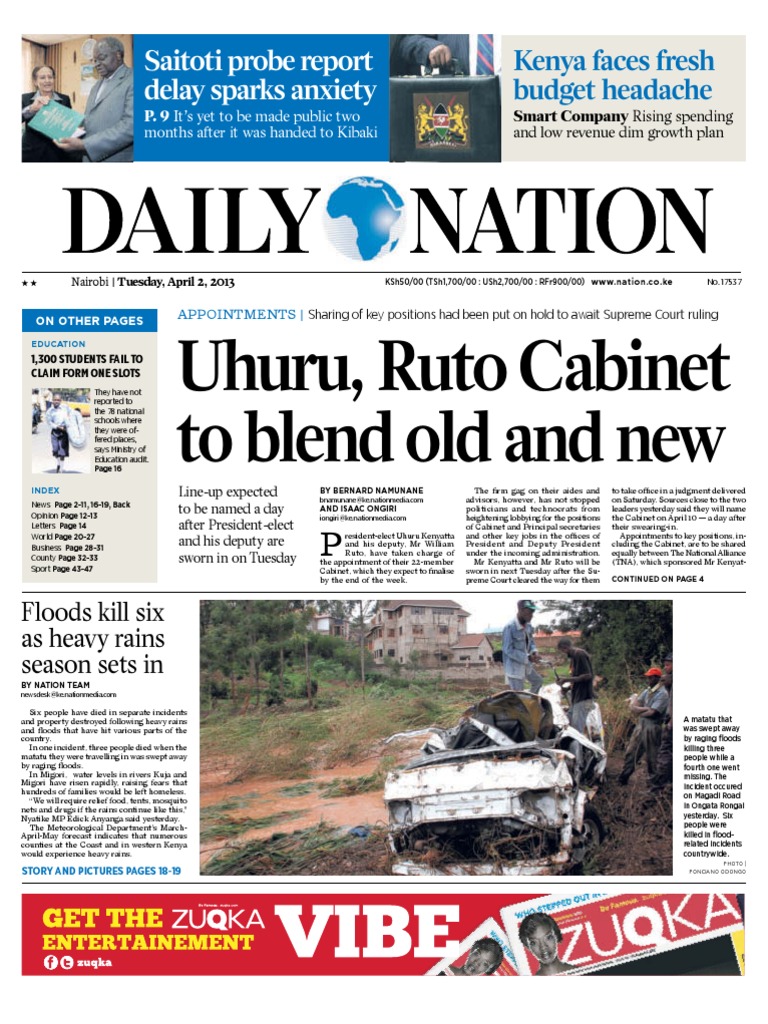 Daily Nation Kenya 2013 2nd April Government Politics