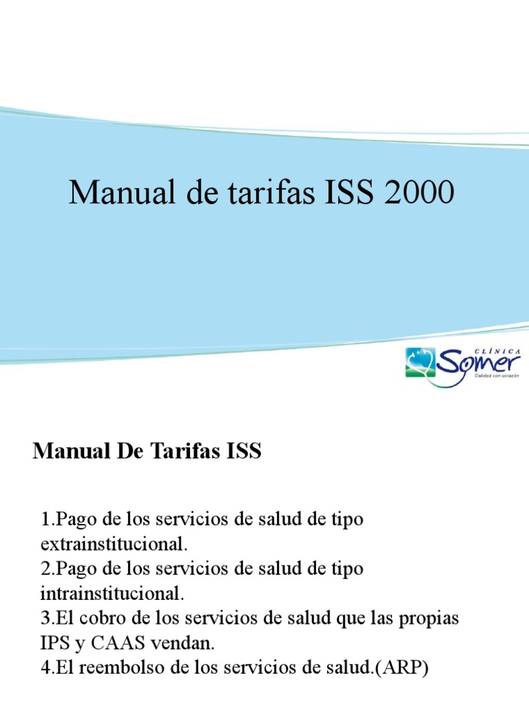Manual Tarifario Iss 2004 En Excel Descargar