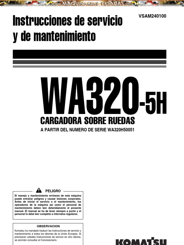 Manual Servicio Mantenimiento Cargador Frontal Wa320 Komatsu