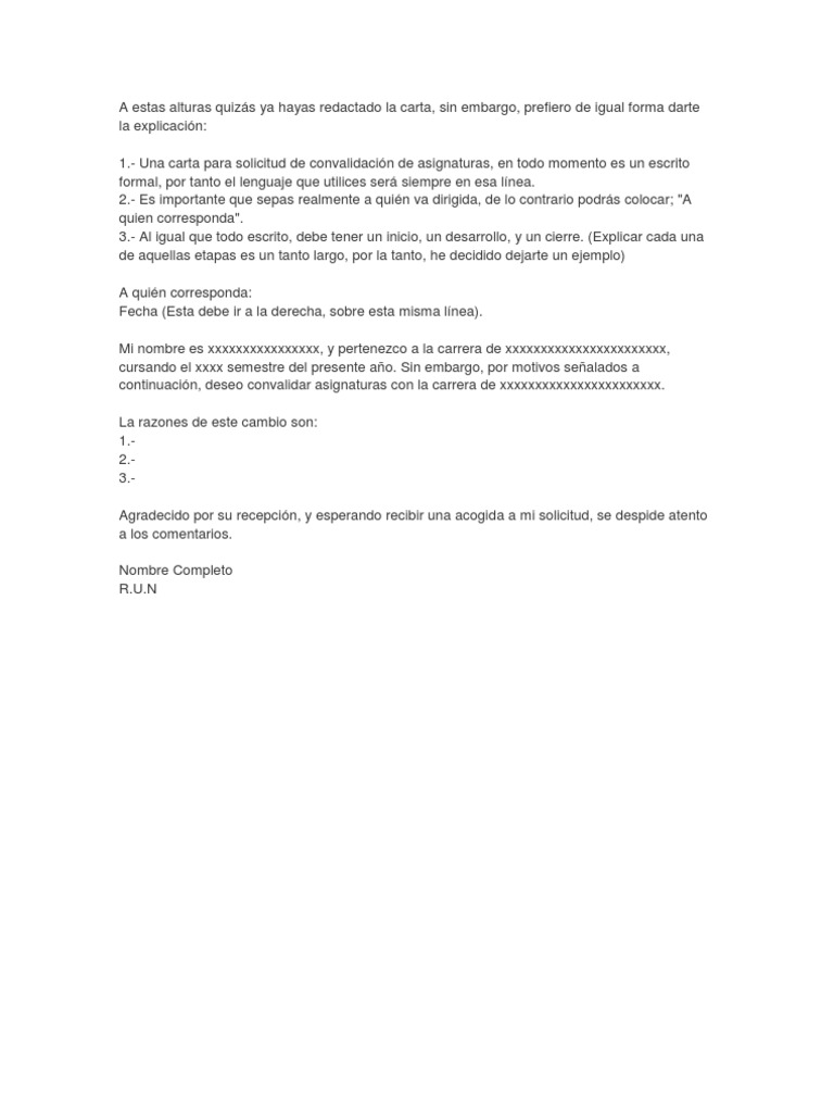 Carta Solicitud De Homologacion - Recipes Web w