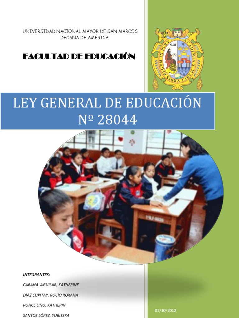 Ley General de Educación N° 28044 en Perú | PDF | Plan de estudios ...