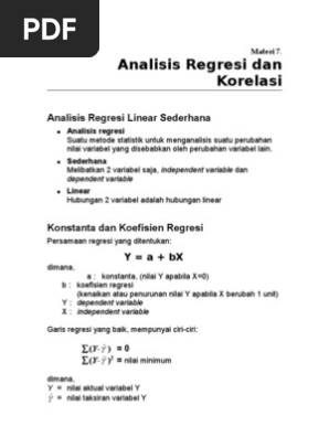 Materi 8 Analisis Regresi Dan Korelasi