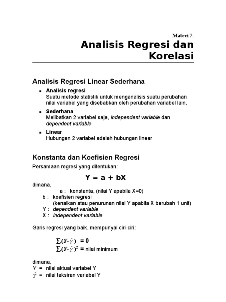 Materi 8. Analisis Regresi Dan Korelasi