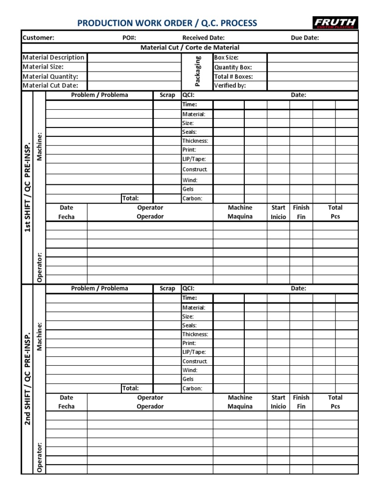 Production Work Order-QC PROCESS | PDF
