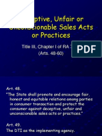 Deceptive, Unfair or Unconscionable Sales Acts or