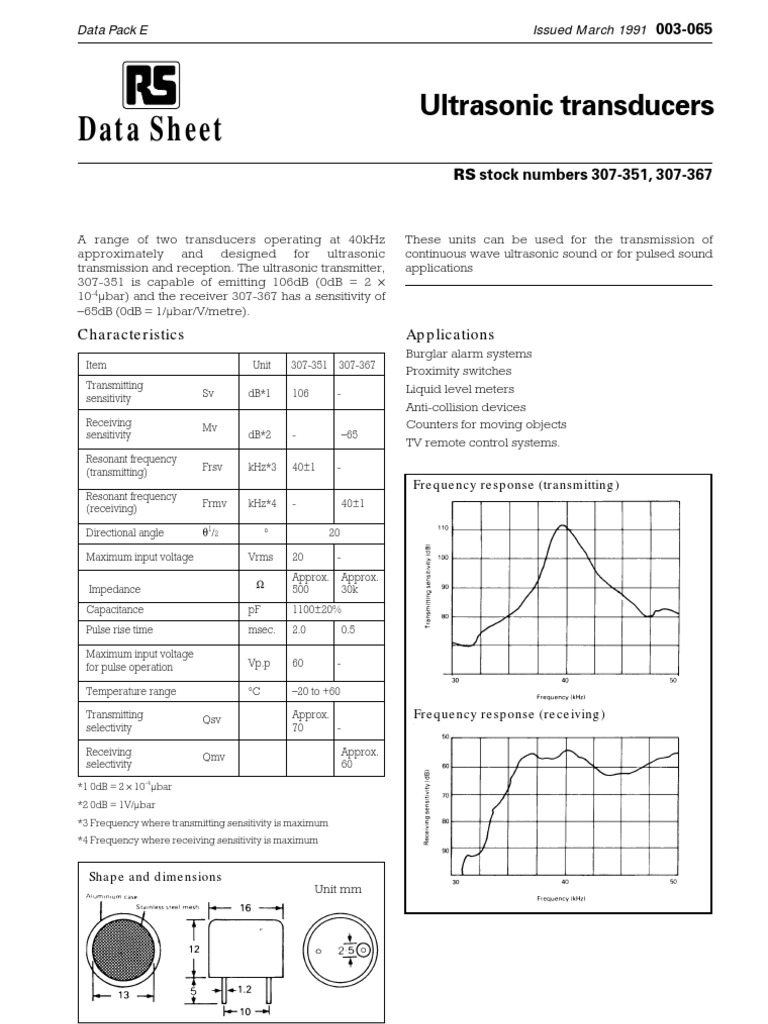 Ultrasonic Transmitter and Receiver | PDF | Transmitter | Ultrasound