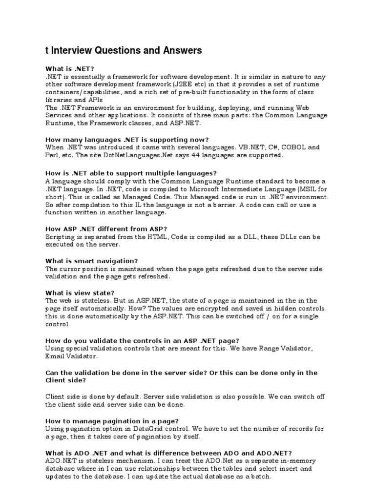 T Interview Questions and Answers | PDF