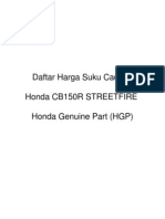 Daftar Harga Parts Honda CB150R Streetfire Indonesia