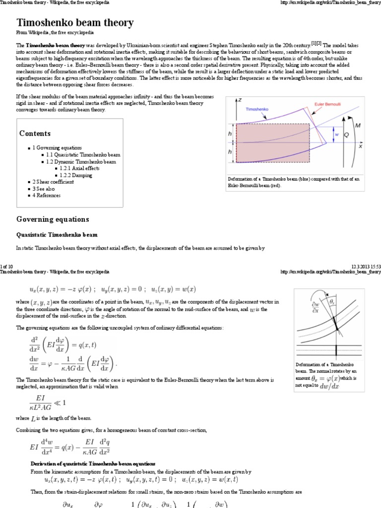 Hyvaa Lukea Timoshenko Beam Theory | PDF
