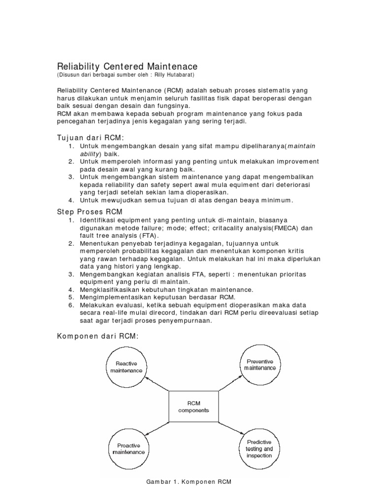 Reliability Centered Maintenace: Tujuan Dari RCM | PDF | Bisnis | Komputer