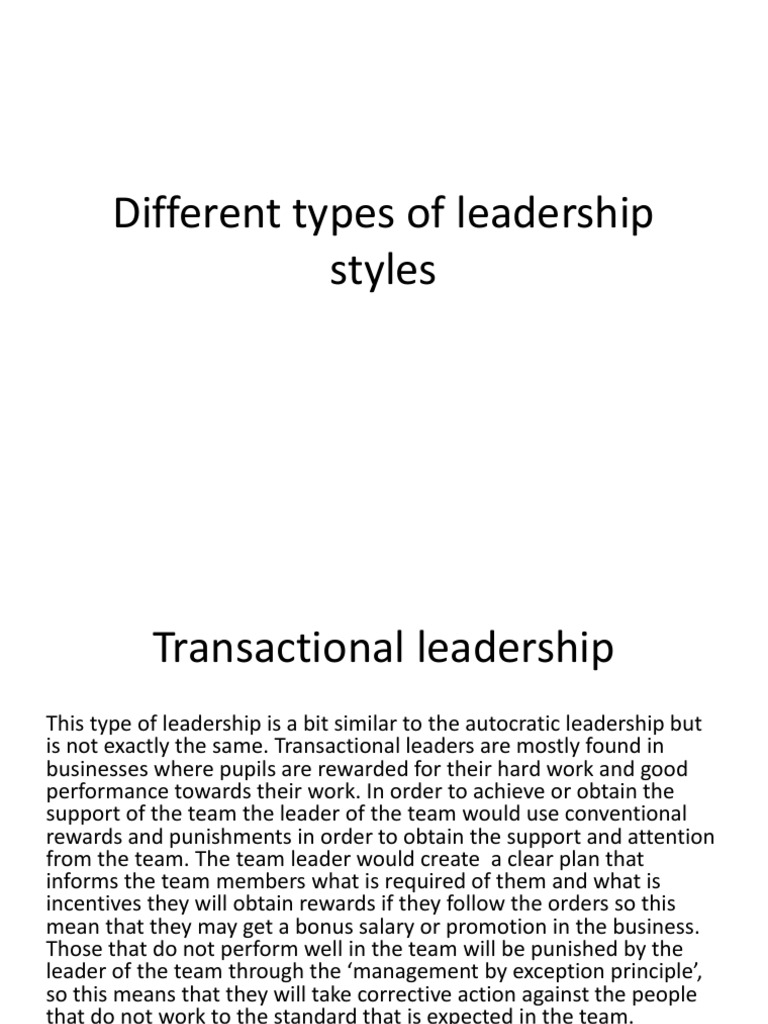 Different Types of Leadership Styles PDF Leadership Sociological Theories