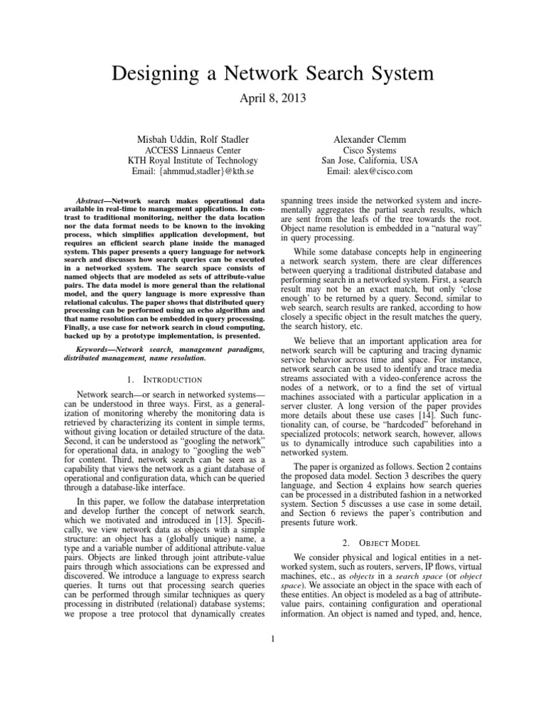 Network Search System Design Concepts | PDF | Object (Computer Science ...