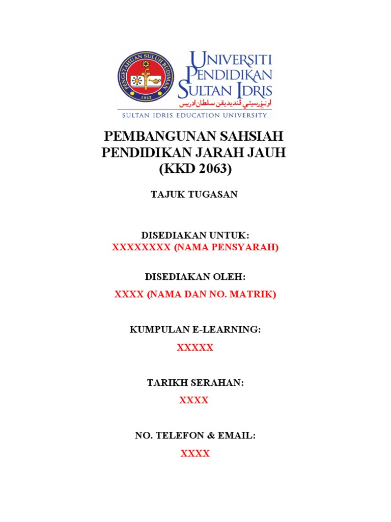 Contoh Muka Surat Isi Kandungan